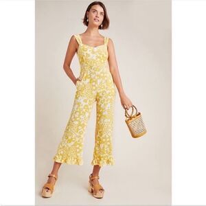 Faithfull The Brand Kasbah Jumpsuit Yellow and White Floral | Size 4